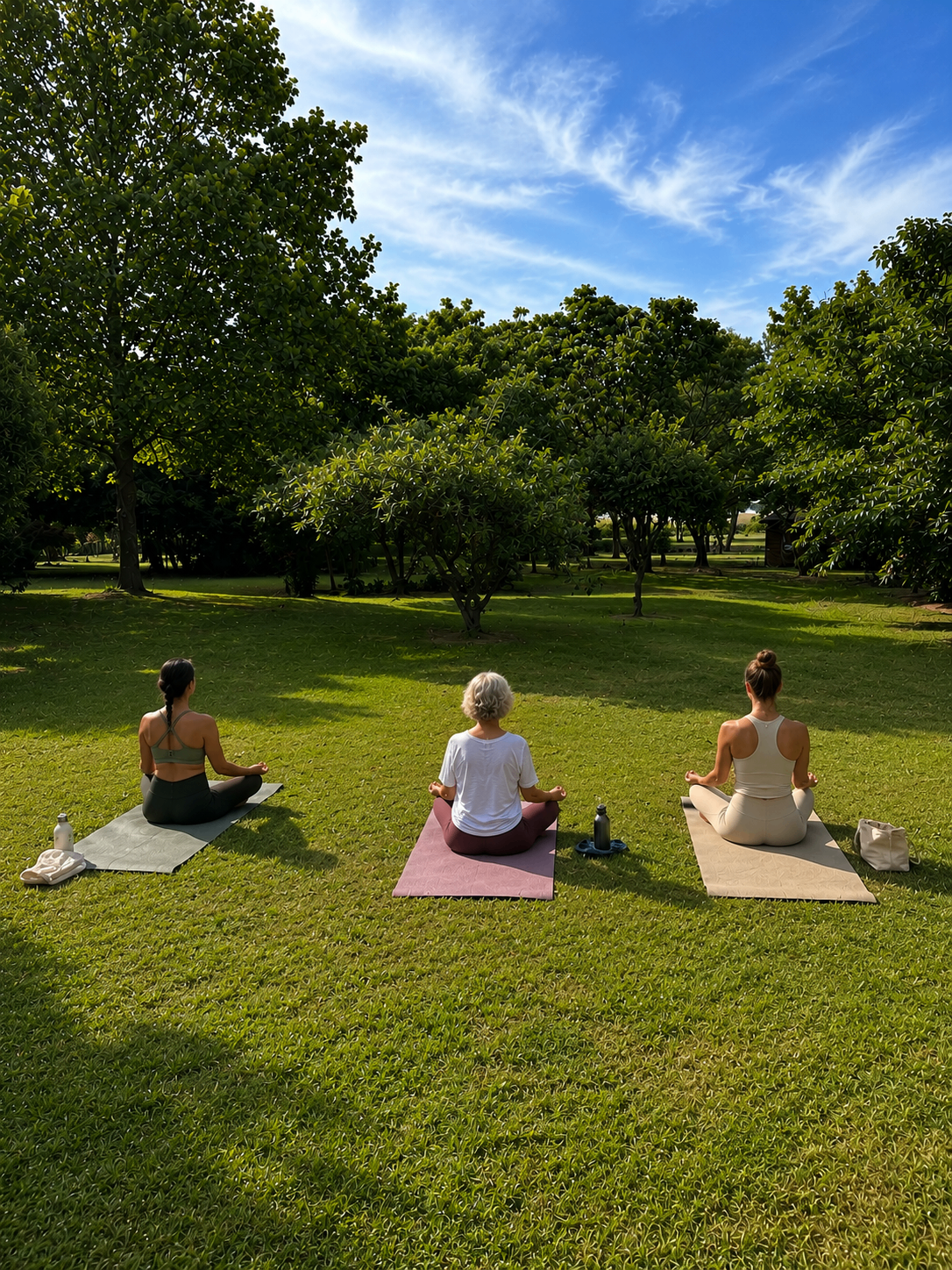 Séance de yoga dans le parc